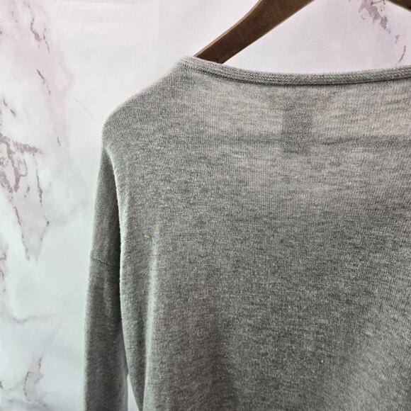 Sundance Sweater Women Medium Gray White Merino Wool Verina Drop Shoulder - Picture 6 of 9
